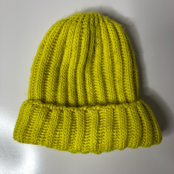 bright yellow beanie hat